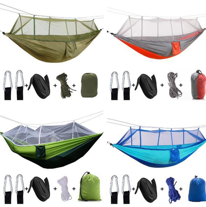 Portable Ultralight Nylon Camping Hammock with Mosquito Net Windproof Swing Wyz13012