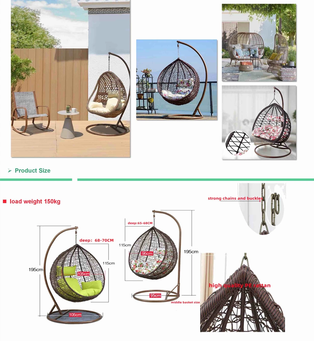 Egg Rattan Camping Swing Chair with Porch Outdoor Bench Seats Garden Patio Canopy